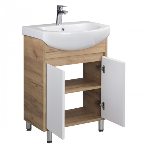 Тумба Oslo 60 Wood з умивальником Runa 60 дуб крафт/біла