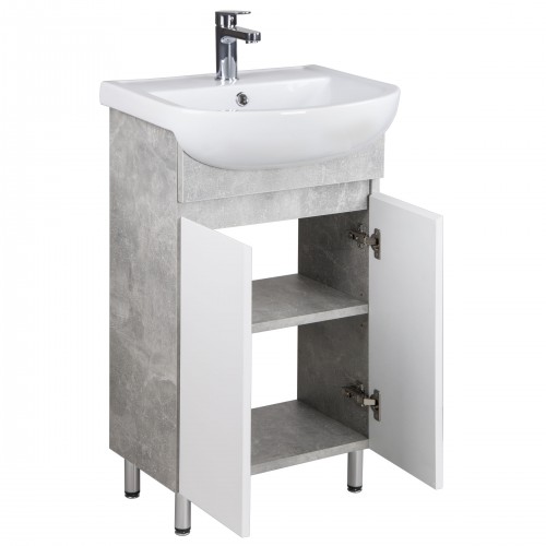 Тумба Oslo 50 Loft з умивальником Arteco 50 бетон-біла