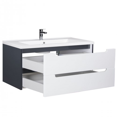 Тумба Paula 100-A з умивальником Cosmopolitan 100 біла/графіт