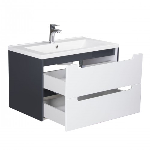 Тумба Paula 80-A з умивальником Cosmopolitan 80 біла/графіт