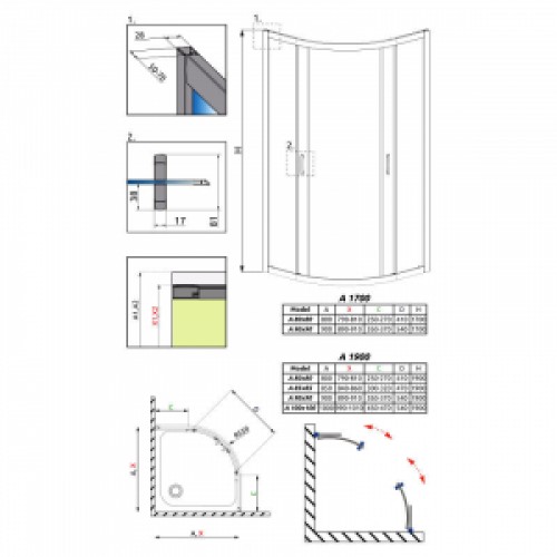 Душевые шторы Premium Plus A 90x90 графит Radaway (30401-01-05N)