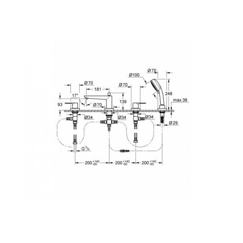 Змішувач на борт ванни GROHE BAU LOOP 2511900A