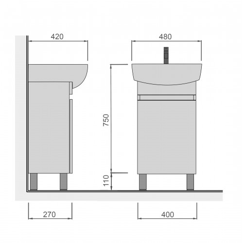 Тумба Фокус 50 з умивальником Solo 50 біла