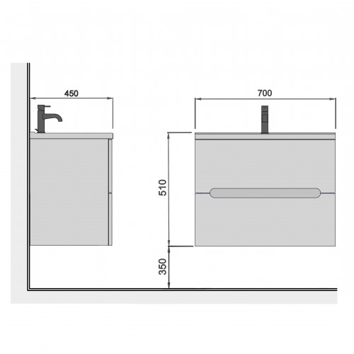 Тумба Octavio 70-A с умывальником Cosmopolitan 70 белая