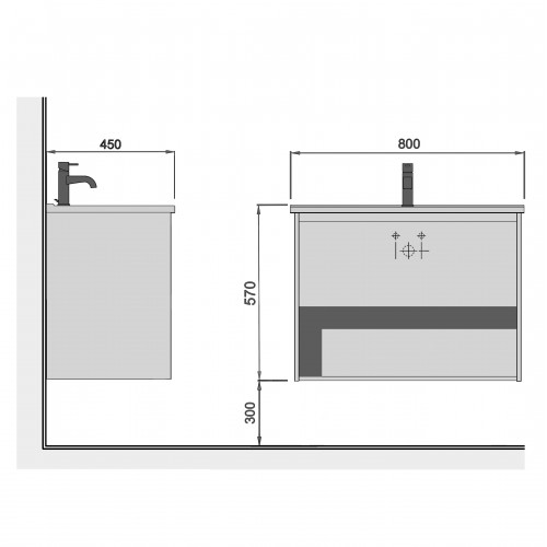 Тумба Oslo 80 Wood з умивальником Su-80 дуб крафт/біла