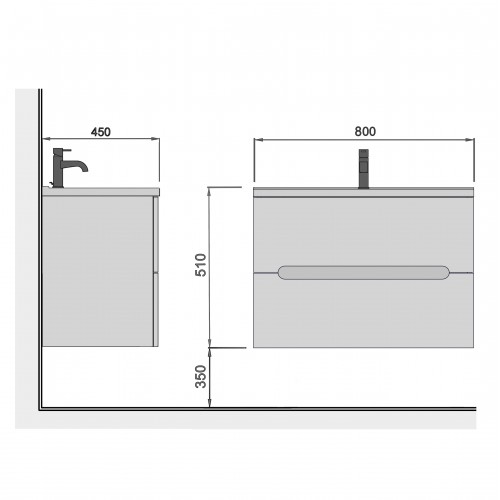 Тумба Paula 80-A з умивальником Cosmopolitan 80 біла/графіт