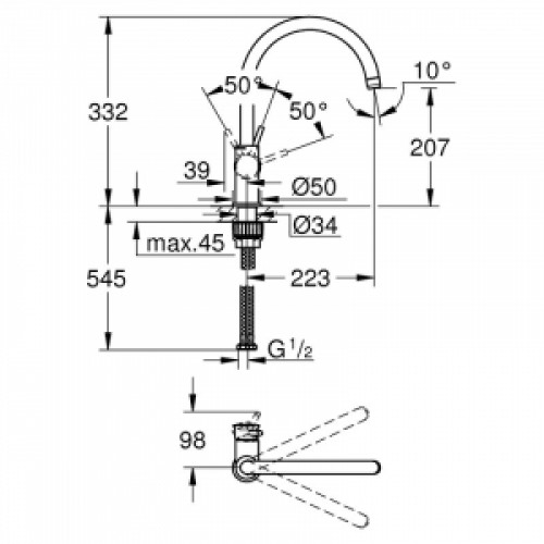 Змішувач Bau Classic для кухні Grohe (31234001)