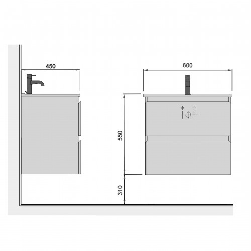 Тумба Сорренто 60-A з умивальником ID-60 біла