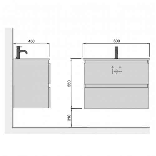 Тумба Сорренто 80-A з умивальником SU-80 біла