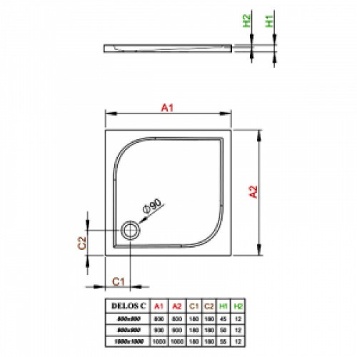 Піддон Delos C 100x100 Radaway (SDC1010-01) Замовний