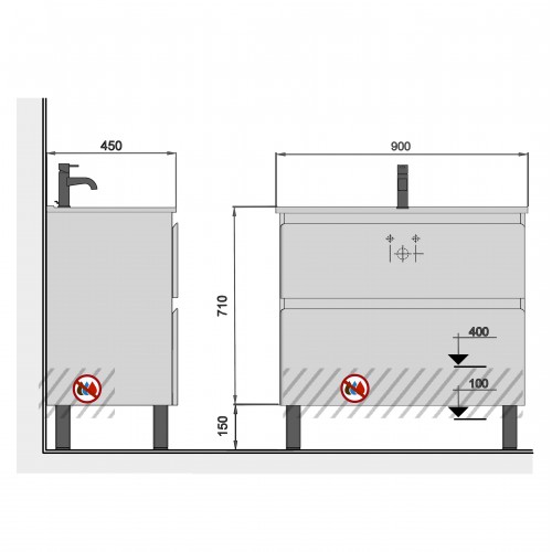 Тумба Палермо 90-U з умивальником ID-90 біла