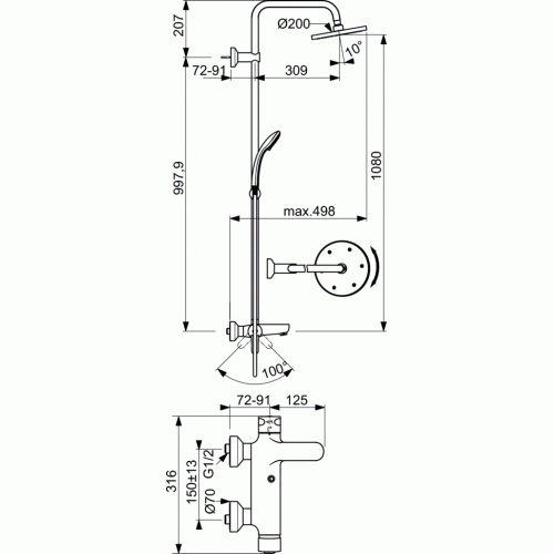 Душова система Ideal Standard IdealRain В1097АА