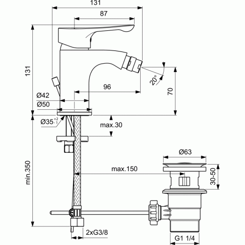 BC487AA Змішувач для біде ALPHA Ideal Standard