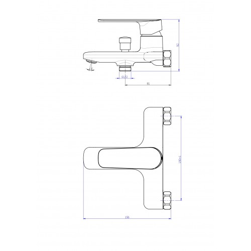 Смеситель для ванны PERLA "Jack" с/акс БЕЛЫЙ PBZ6304W
