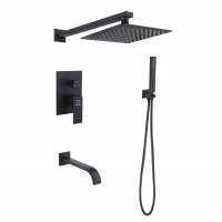 Смеситель для душа PERLA "SMART" - встроенный квадрат. ЧЕРНЫЙ 3 реж PSS7704B