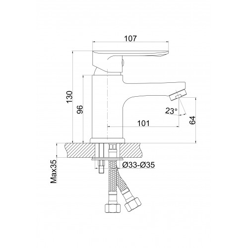 Смеситель для умывальника PERLA "Mini" хром б/упр. PSH303