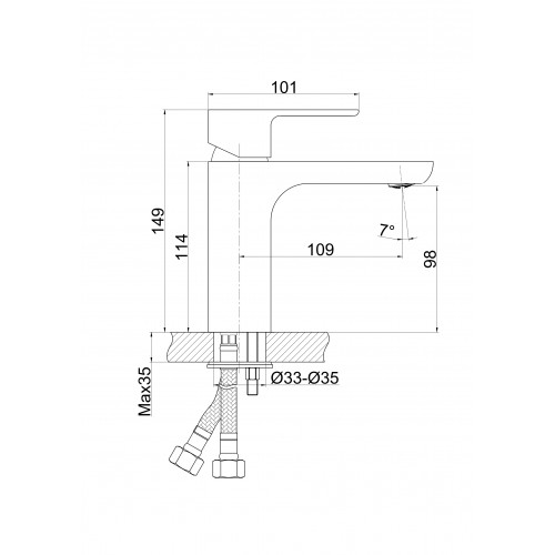 Змішувач для умивальника PERLA "Elis" хром б/пр. PSH503