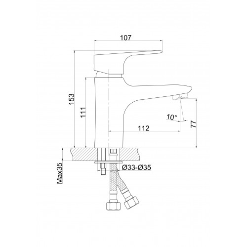 Змішувач для умивальника PERLA "Hunt" хром б/пр. PSH603
