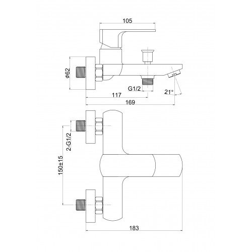 Змішувач для ванни PERLA "King" хром без аксесуарів. PSH704