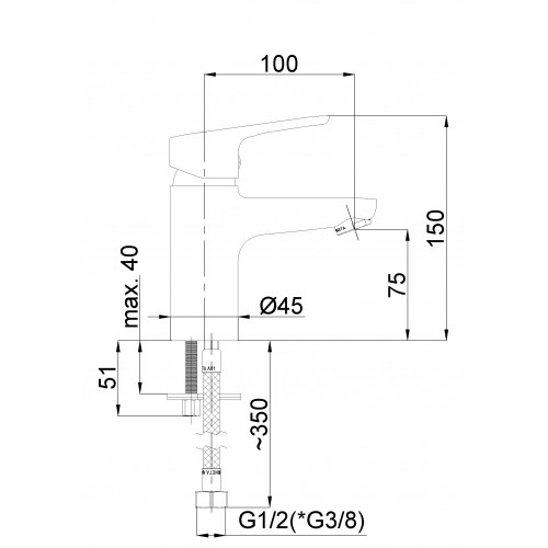 Змішувач для умивальника Rubineta (Uno-18 (BK) N80061
