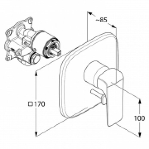 Верхняя часть смесителя Ameo для душа Kludi (416500575) 