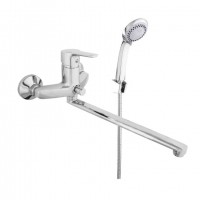 Смеситель для ванн Rubineta (Uno-11 C/K) изл. 300мм, корпус со встроенным дивертором, лейка шланг N11CD01