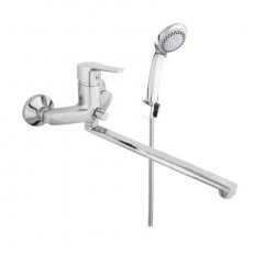 Смеситель для ванн Rubineta (Uno-11 C/K) изл. 300мм, корпус со встроенным дивертором, лейка шланг N11CD01