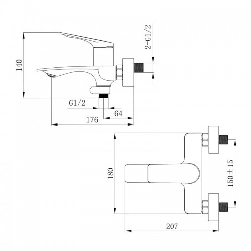 Змішувач для ванни Qtap Vlasta New (з душовим гарнітуром) QTVLA259CRM45642 Chrome