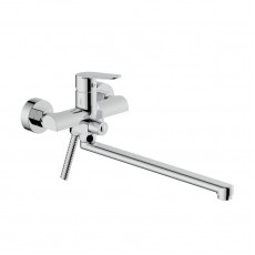 Змішувач для ванни Qtap Evia з довгим поворотним виливом (з душовим гарнітуром) QTEVI260CRM47579 Chrome