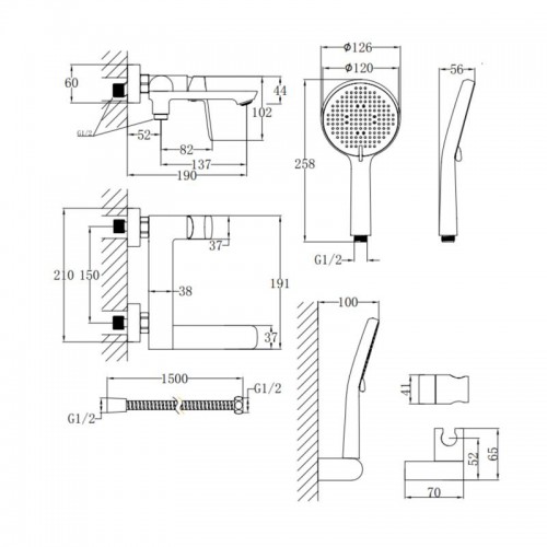 Змішувач для ванни Qtap Evia з поворотним виливом (з душовим гарнітуром) QTEVI260CRM47578 Chrome