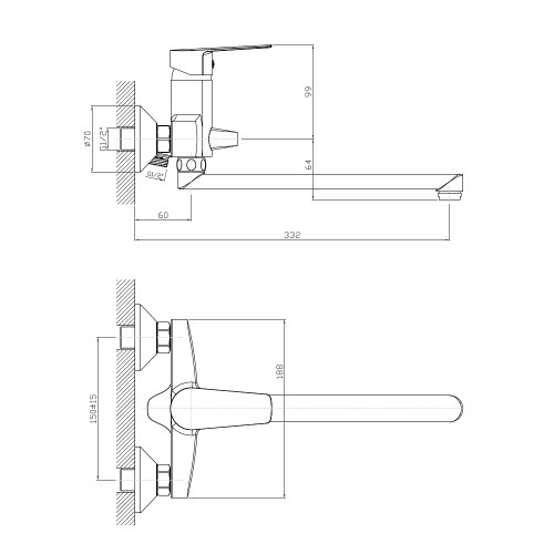 Змішувач для ванни Rozzy Jenori LOTUS RBZZ002-9B