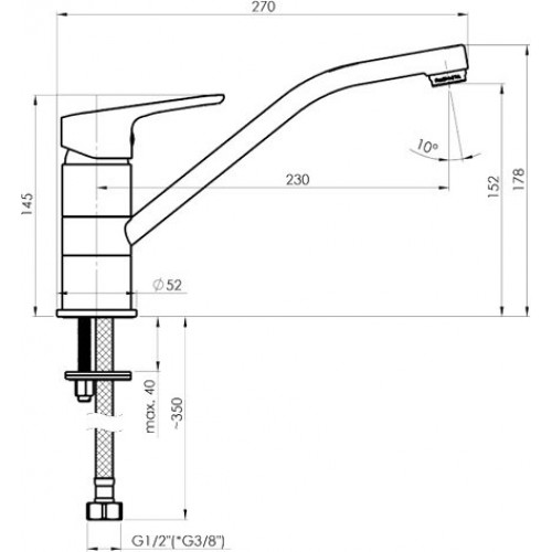 Кухонний Змішувач-кран RUBINETA Star-20 BK2 STR000661