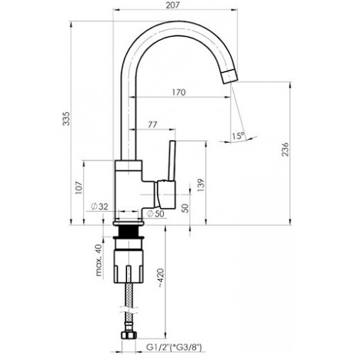 Кухонний Змішувач-кран RUBINETA Ringo-33 BK RG30068