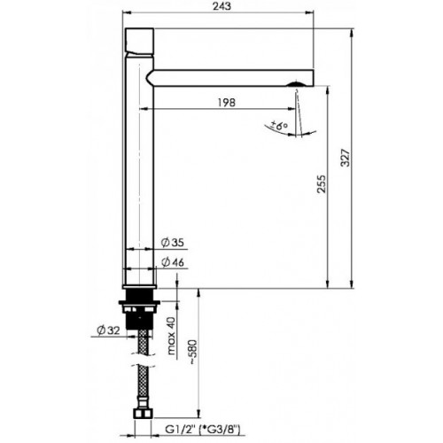 Змішувач-кран для раковини RUBINETA Tena-18/D BK TND0068